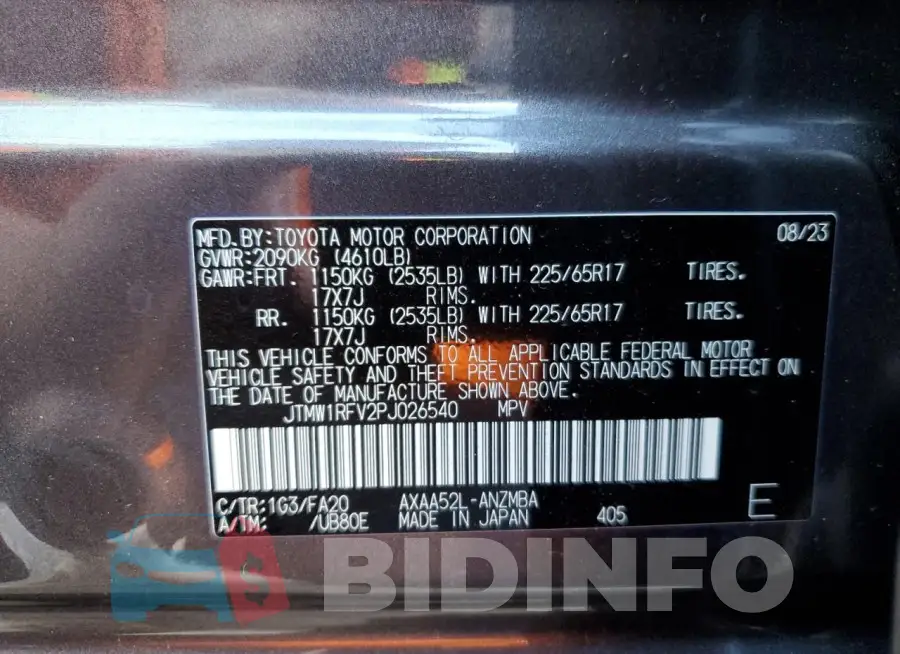 JTMW1RFV2PJ026540 Photo# 13