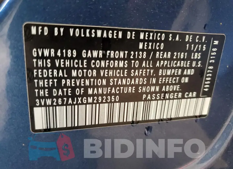 3VW267AJXGM292350 Photo# 12