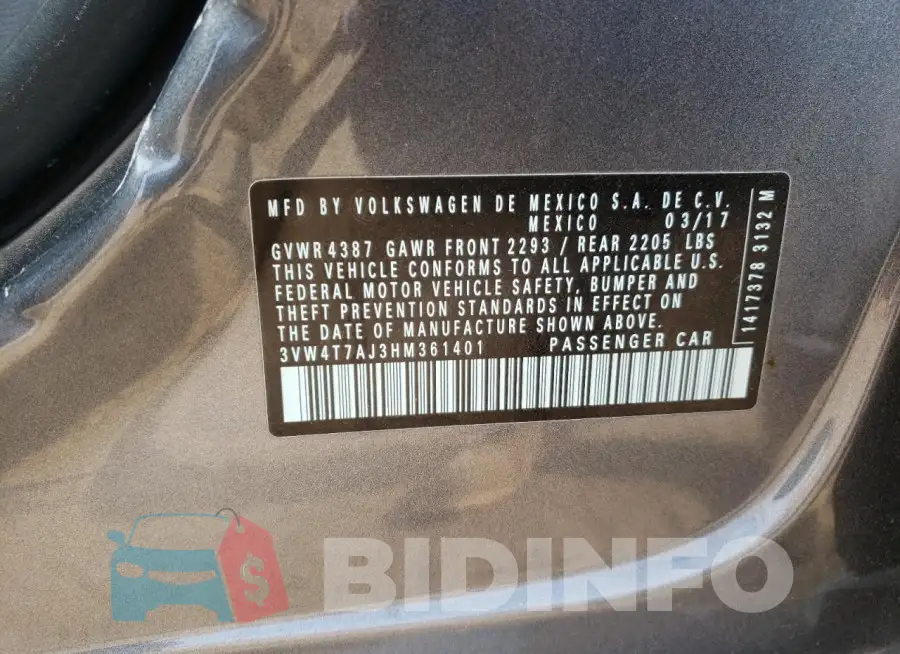 3VW4T7AJ3HM361401 Photo# 12