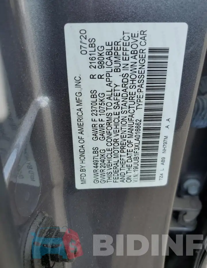 19UUB1F3XLA016662 Photo# 12