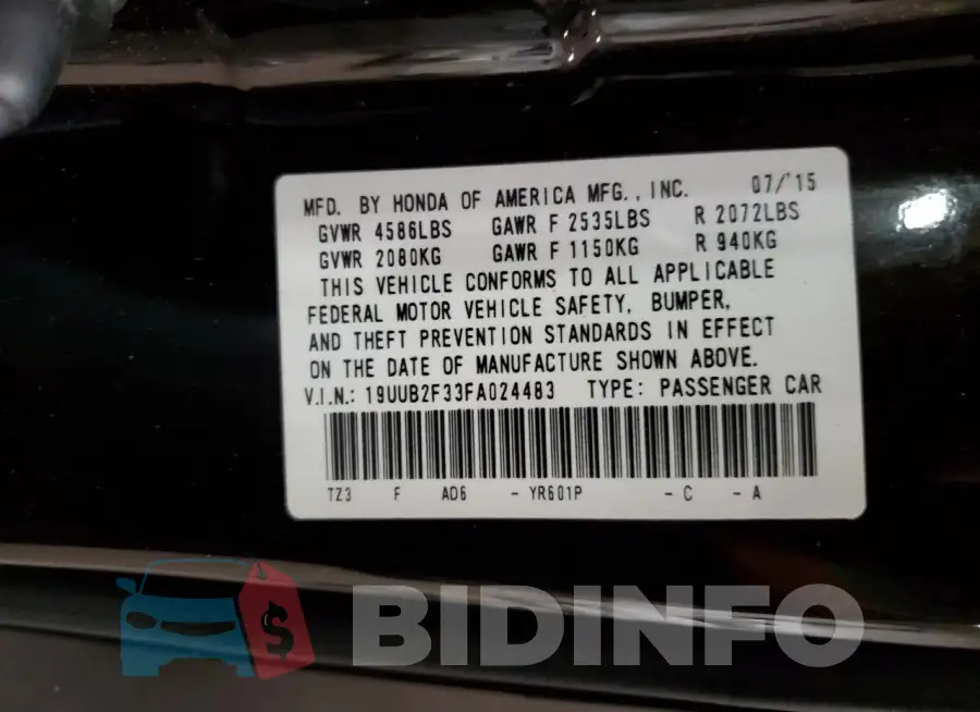 19UUB2F33FA024483 Photo# 13