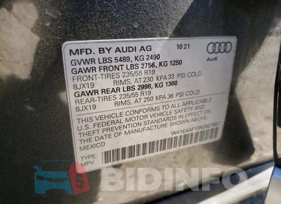 WA1EAAFY3N2027057 Photo# 13