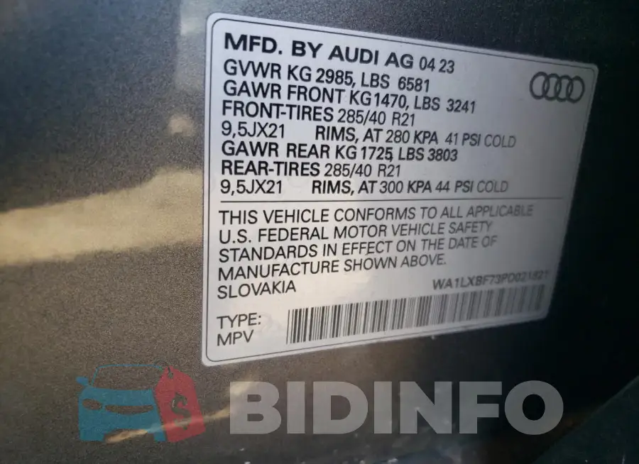 WA1LXBF73PD021821 Photo# 13