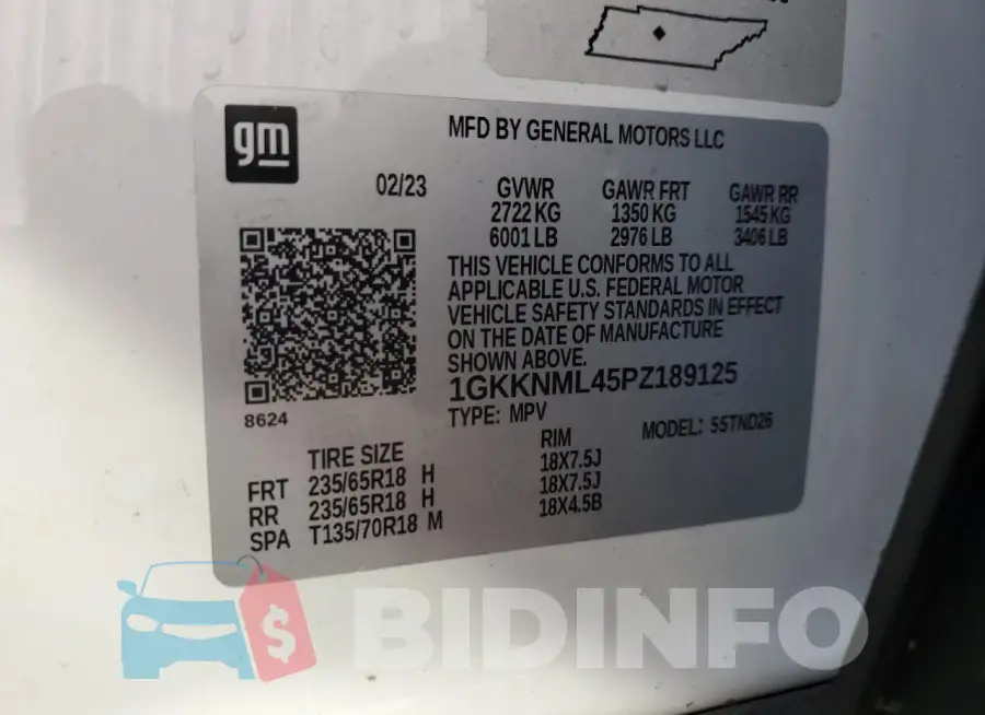 1GKKNML45PZ189125 Photo# 14