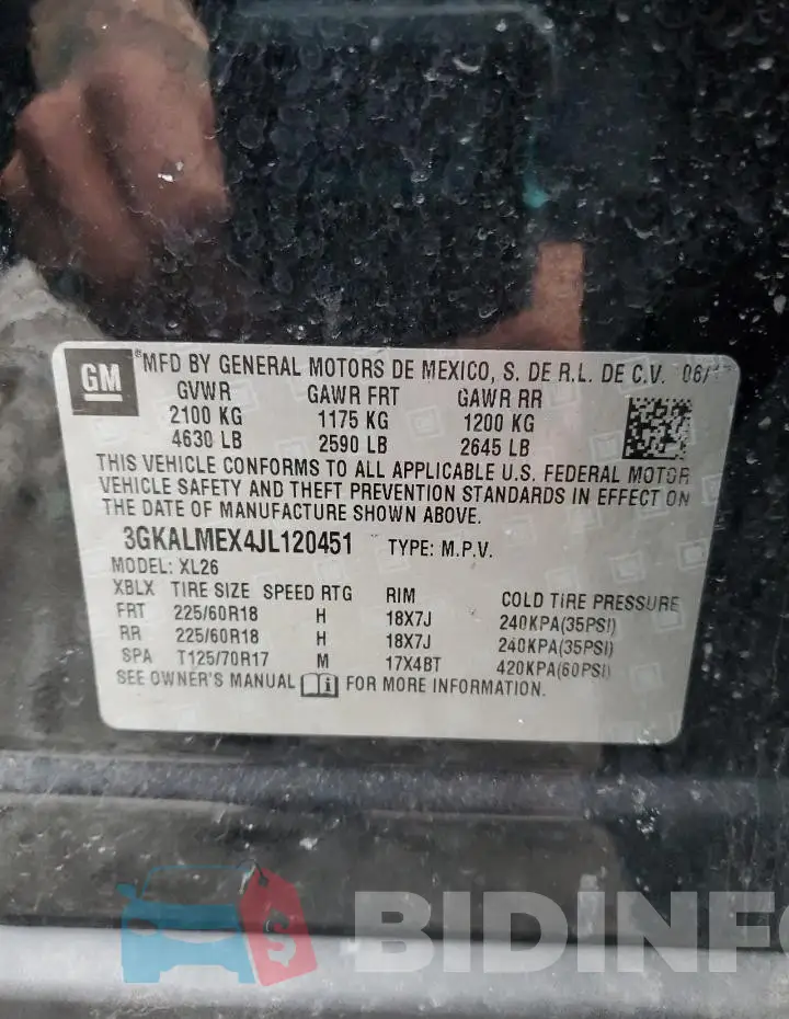 3GKALMEX4JL120451 Photo# 12
