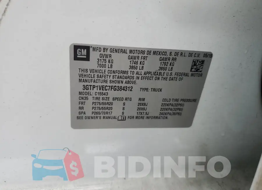 3GTP1VEC7FG384312 Photo# 12