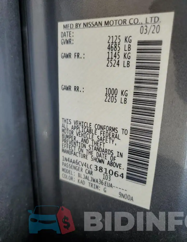 1N4AA6CV4LC381064 Photo# 12