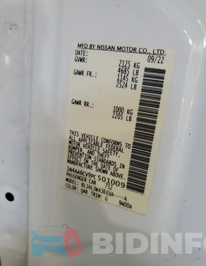 1N4AA6CV9PC501009 Photo# 13