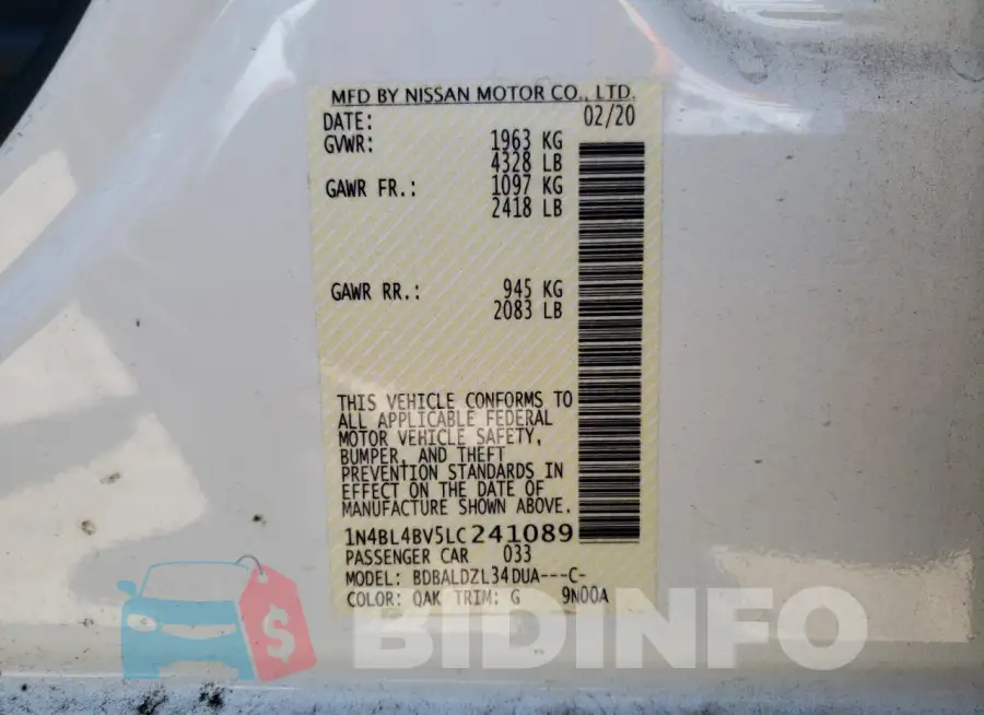 1N4BL4BV5LC241089 Photo# 12