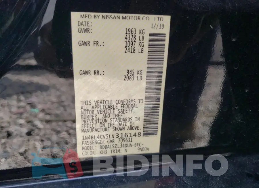 1N4BL4CV5LN316148 Photo# 12