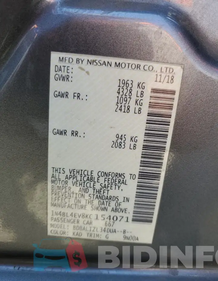 1N4BL4EV8KC154071 Photo# 13