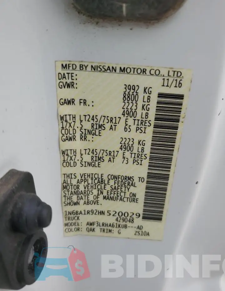 1N6BA1R92HN520029 Photo# 12
