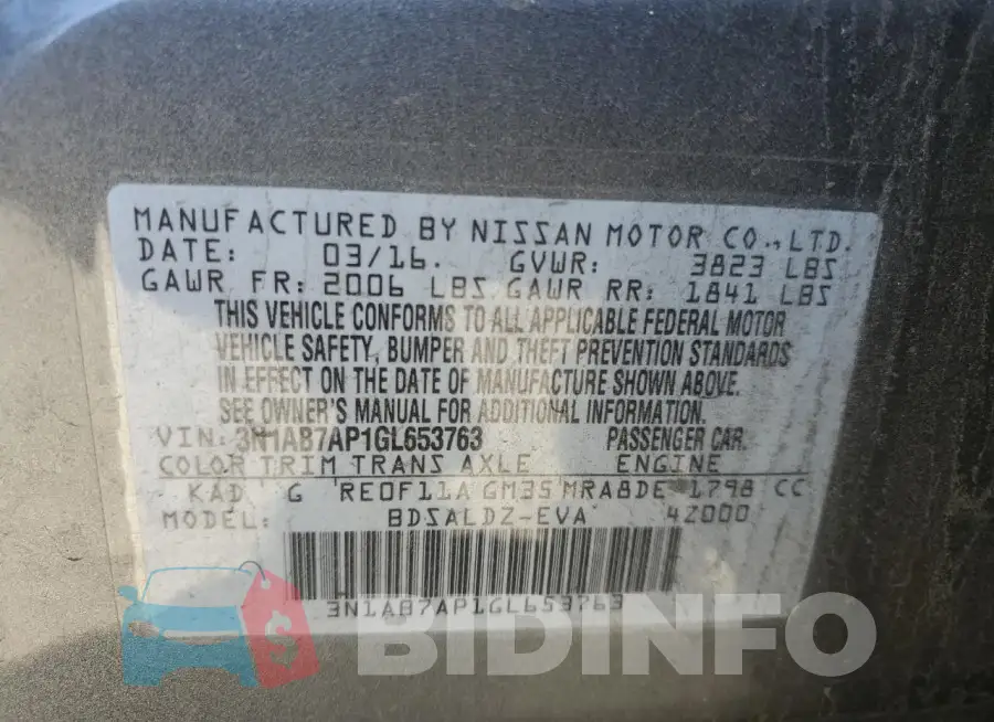 3N1AB7AP1GL653763 Photo# 12