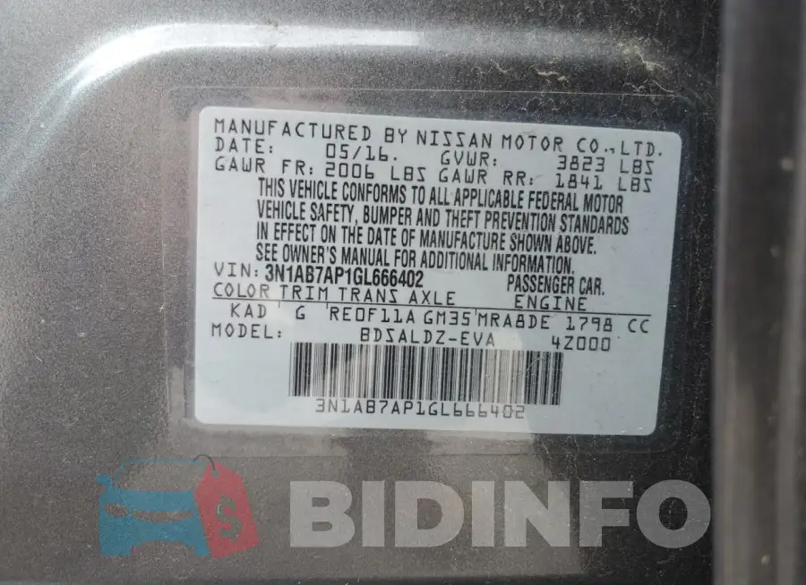 3N1AB7AP1GL666402 Photo# 12