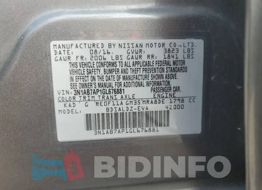 3N1AB7AP1GL676881 Photo# 13