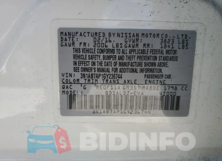 3N1AB7AP1GY236744 Photo# 12
