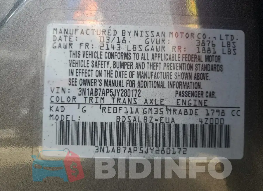 3N1AB7AP5JY280172 Photo# 13
