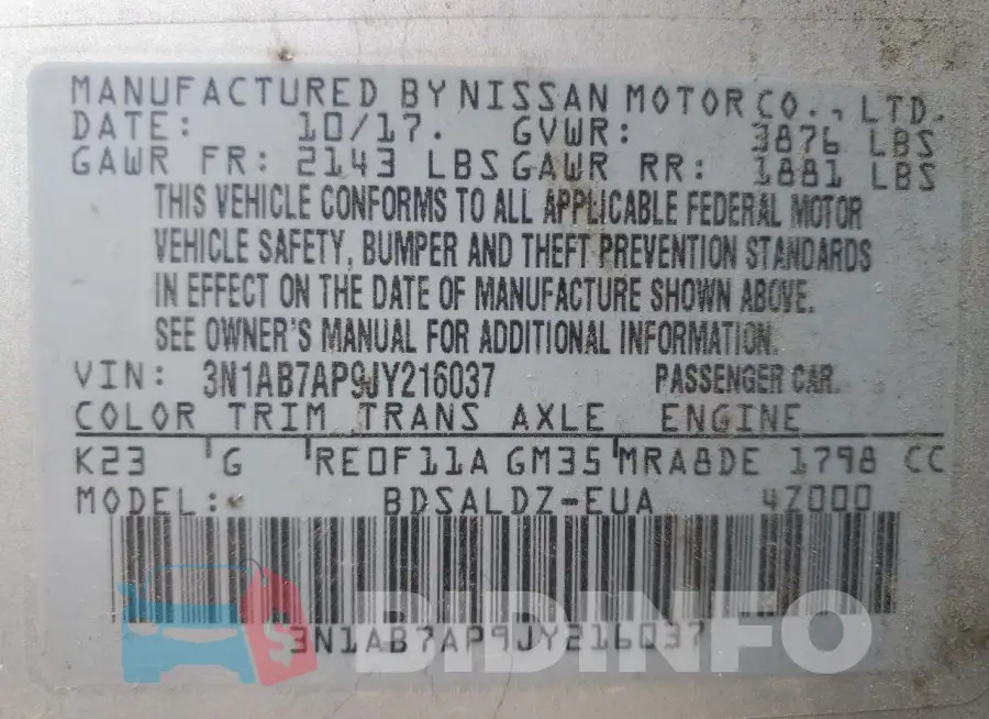 3N1AB7AP9JY216037 Photo# 12