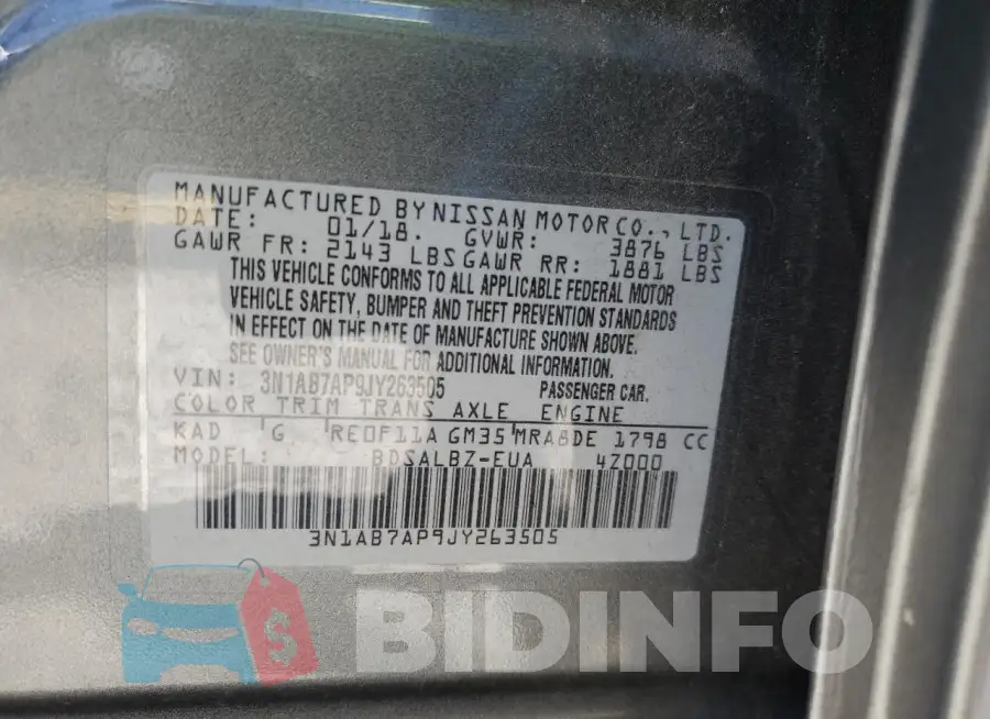 3N1AB7AP9JY263505 Photo# 12