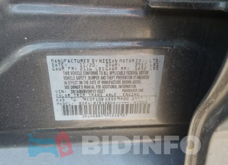 3N1AB8BV9MY218927 Photo# 12