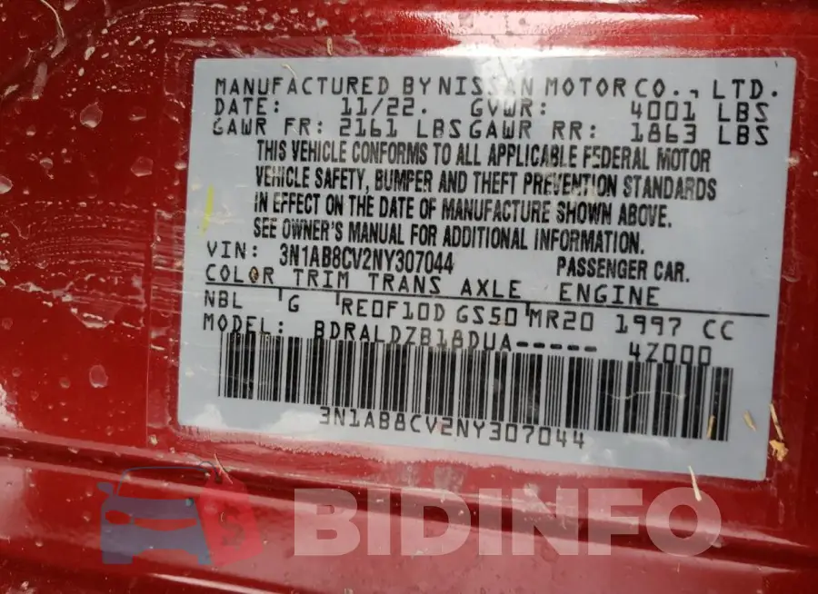 3N1AB8CV2NY307044 Photo# 12