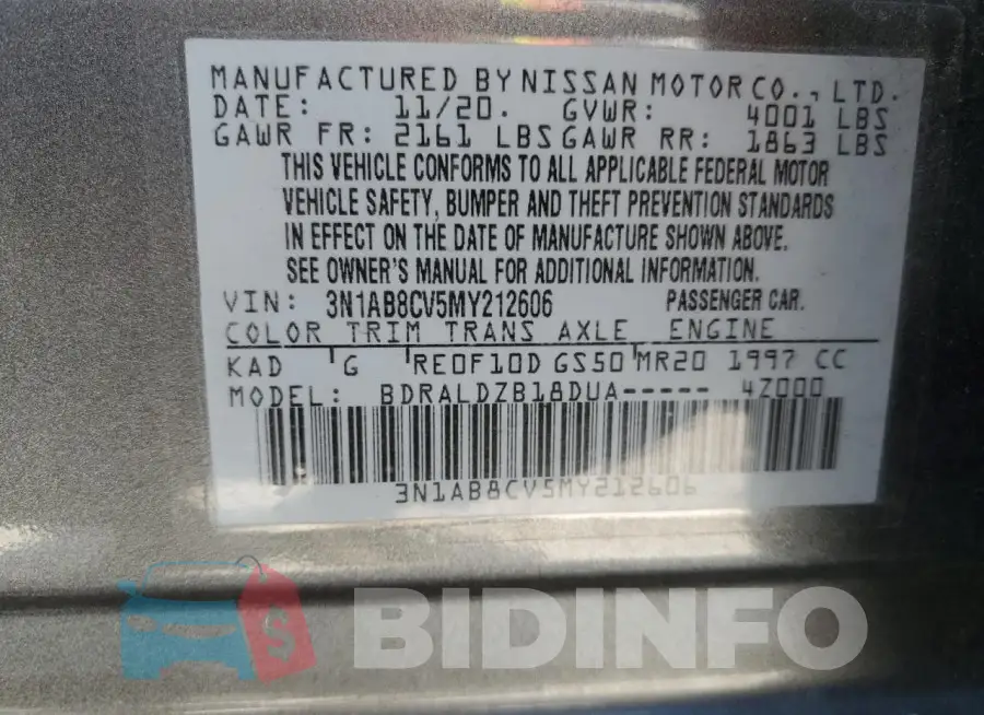 3N1AB8CV5MY212606 Photo# 12