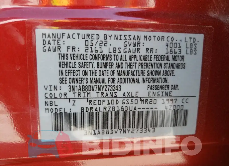3N1AB8DV7NY273343 Photo# 12