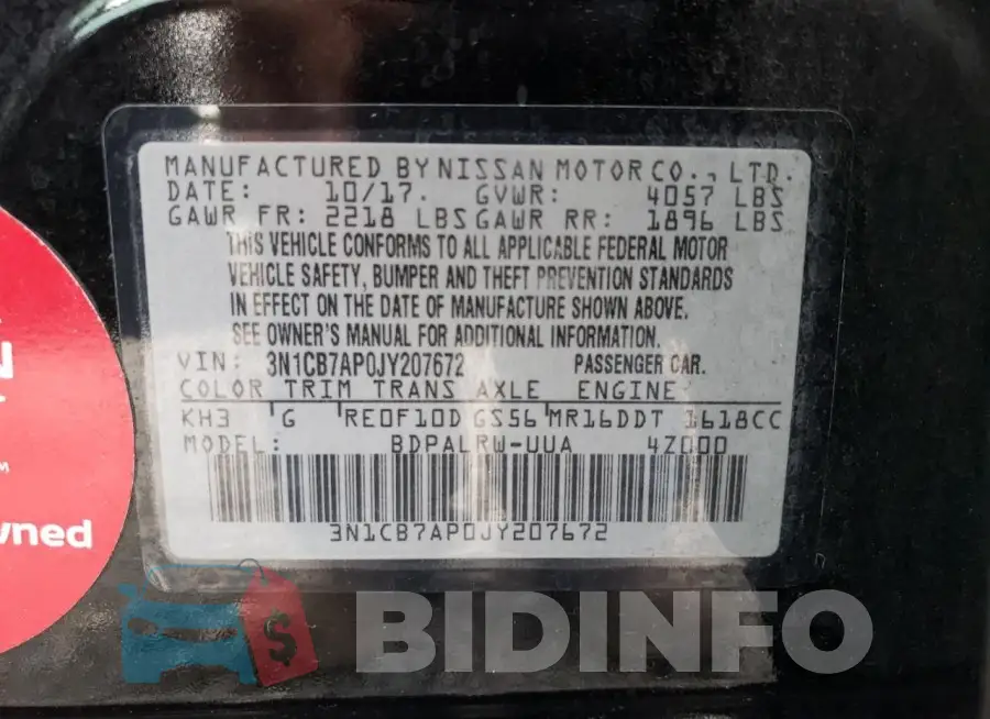 3N1CB7AP0JY207672 Photo# 12