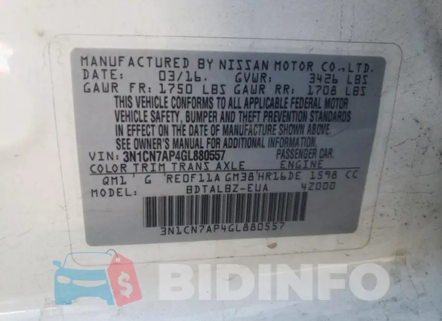 3N1CN7AP4GL880557 Photo# 12