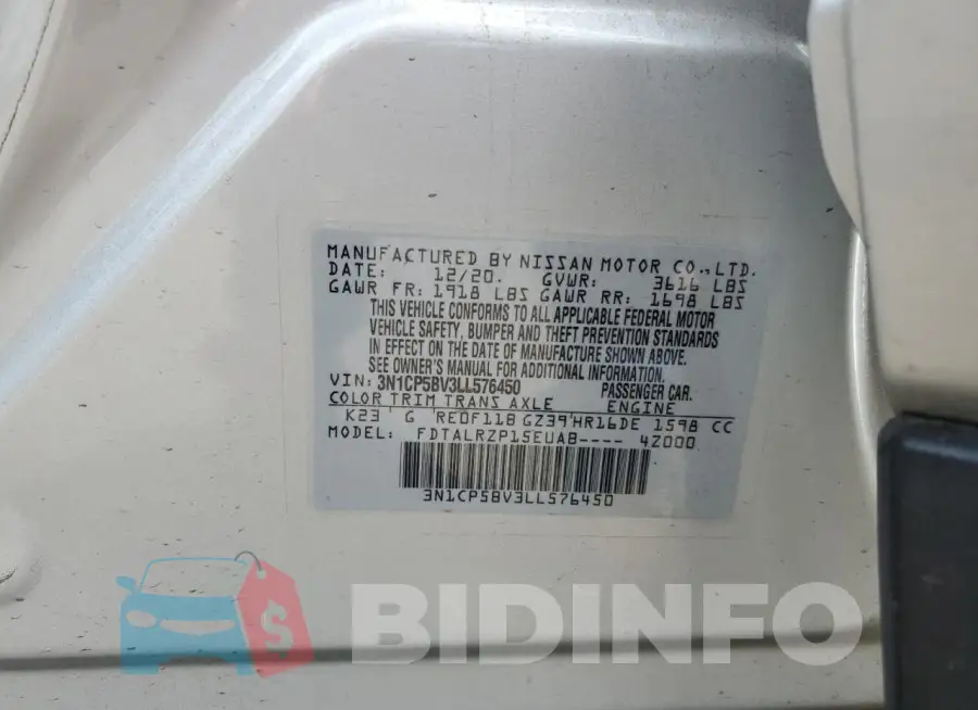 3N1CP5BV3LL576450 Photo# 13