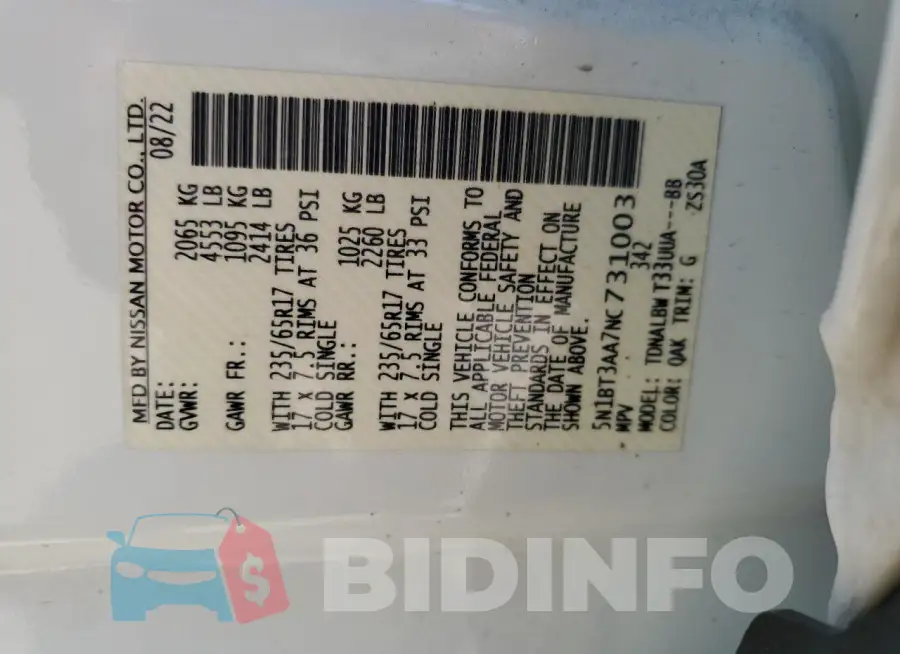 5N1BT3AA7NC731003 Photo# 13