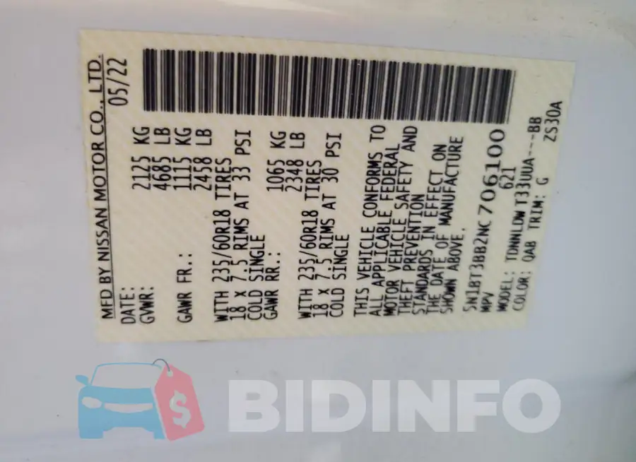 5N1BT3BB2NC706100 Photo# 14