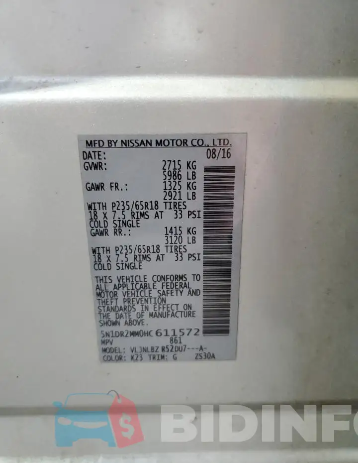 5N1DR2MM0HC611572 Photo# 13