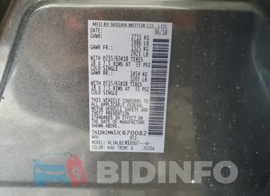 5N1DR2MN5JC670082 Photo# 13