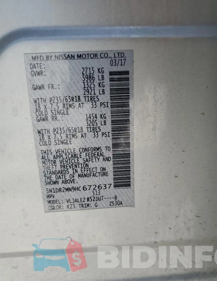 5N1DR2MN9HC672637 Photo# 13