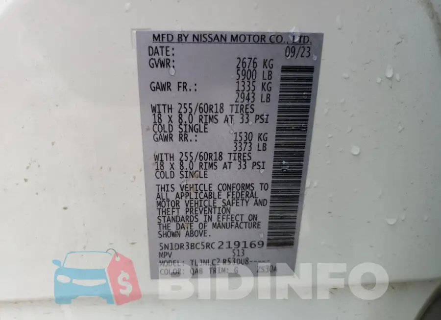 5N1DR3BC5RC219169 Photo# 13
