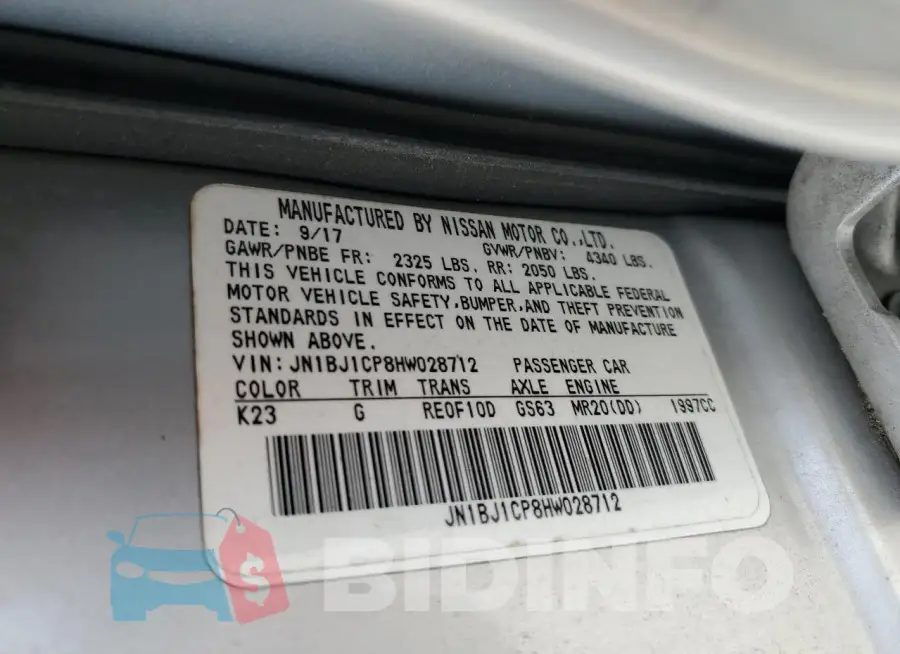 JN1BJ1CP8HW028712 Photo# 13