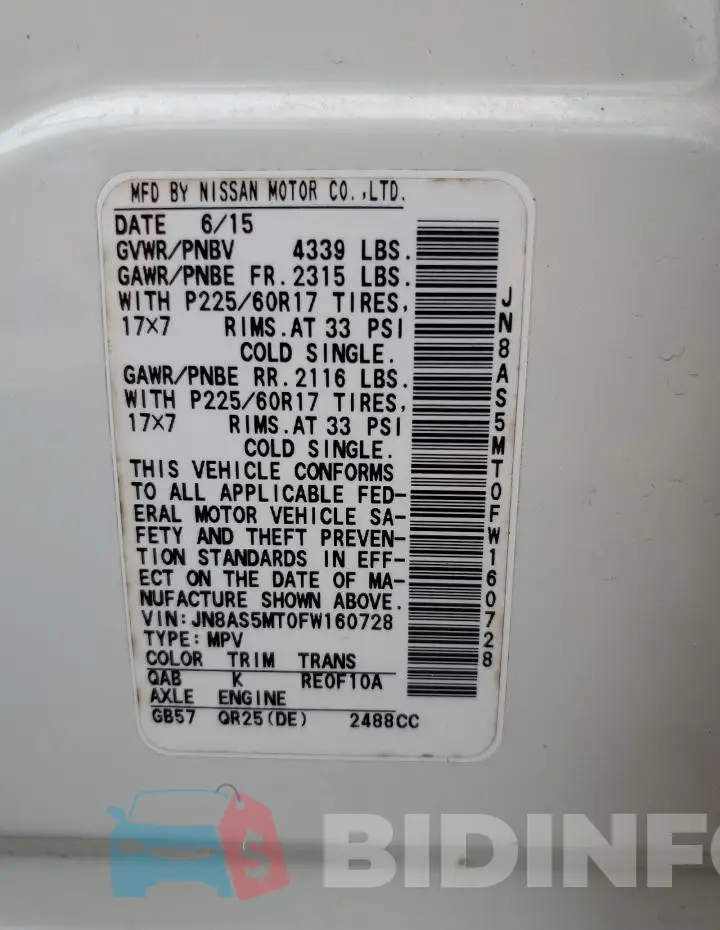 JN8AS5MT0FW160728 Photo# 13