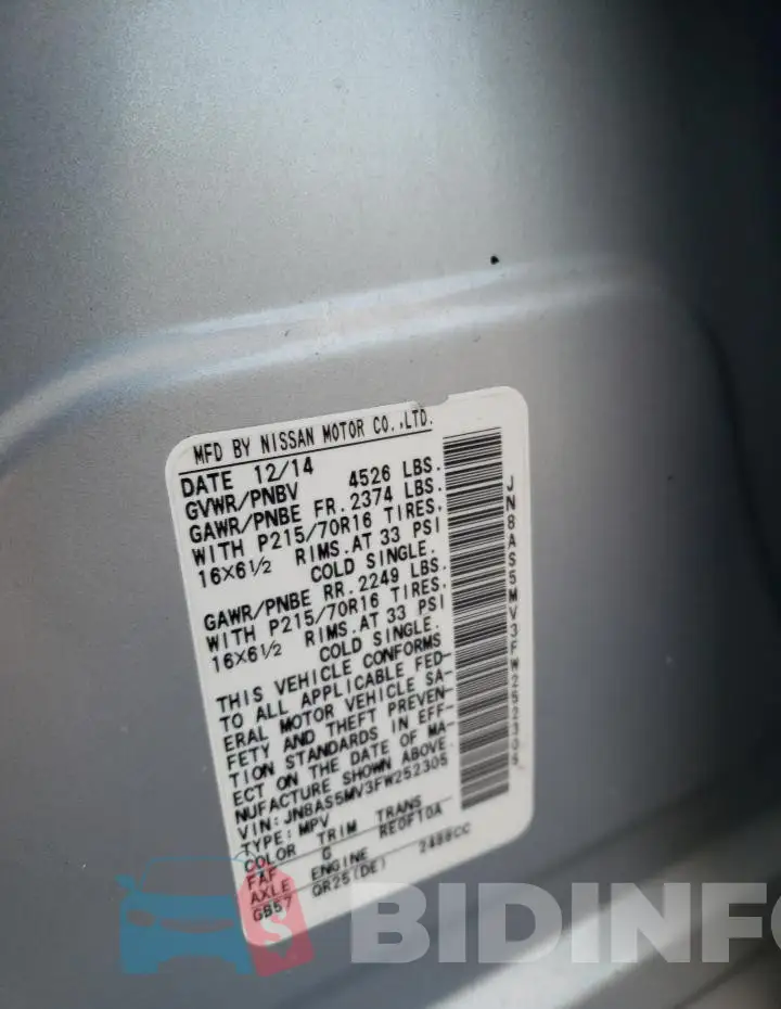 JN8AS5MV3FW252305 Photo# 12