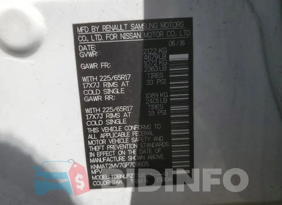 KNMAT2MV7GP709605 Photo# 13