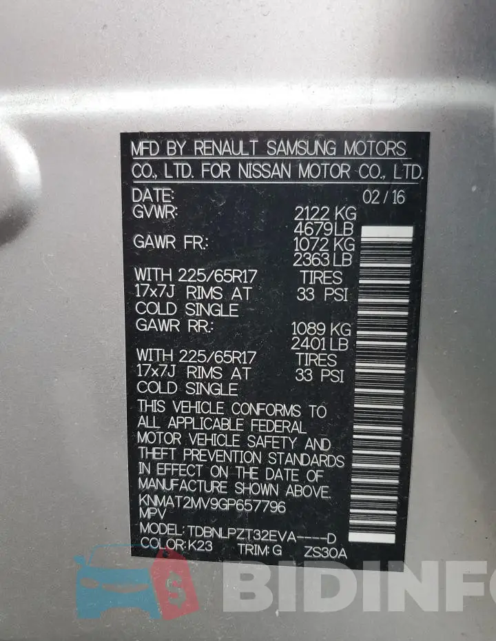 KNMAT2MV9GP657796 Photo# 14