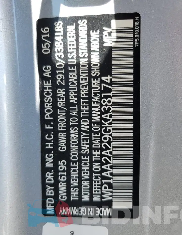 WP1AA2A29GKA38174 Photo# 13