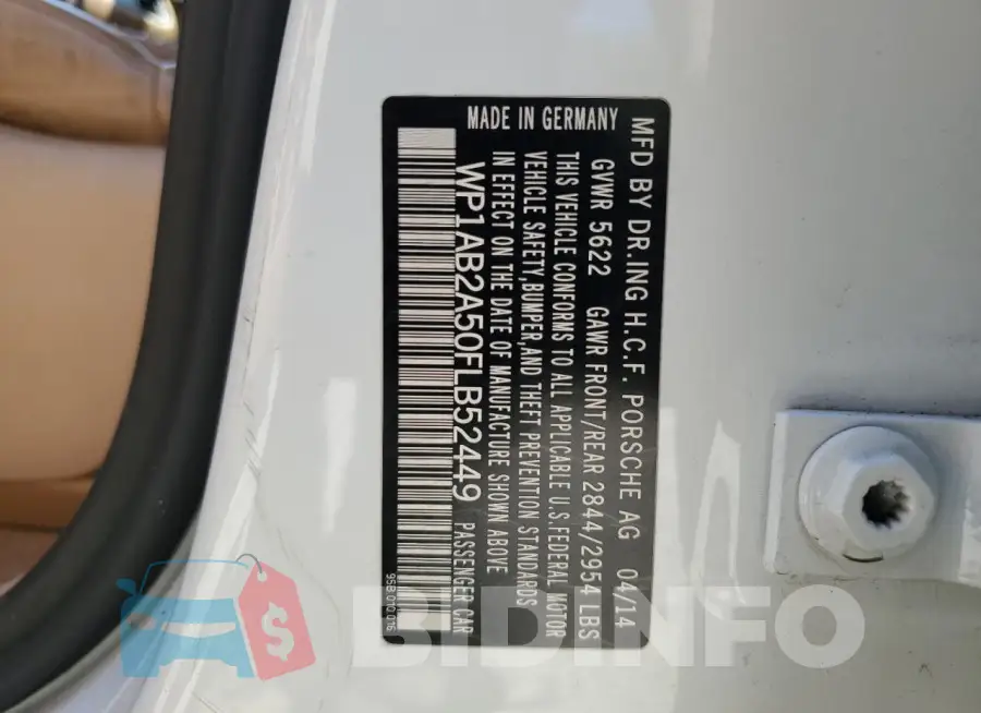 WP1AB2A50FLB52449 Photo# 13