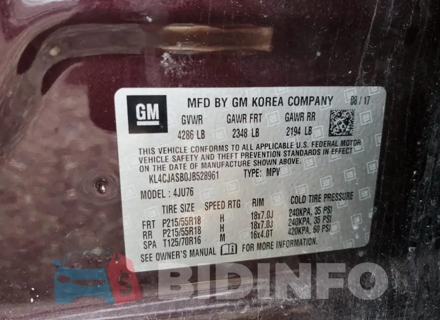 KL4CJASB0JB528961 Photo# 12