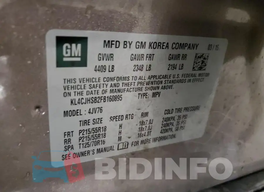 KL4CJHSB2FB160895 Photo# 13