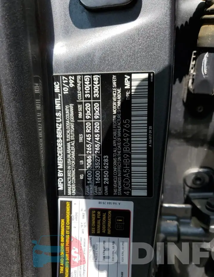 4JGDA5HB9JB049765 Photo# 12