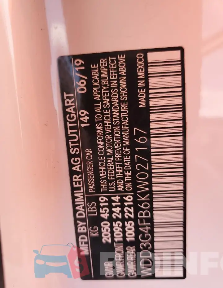 WDD3G4FB6KW027167 Photo# 12