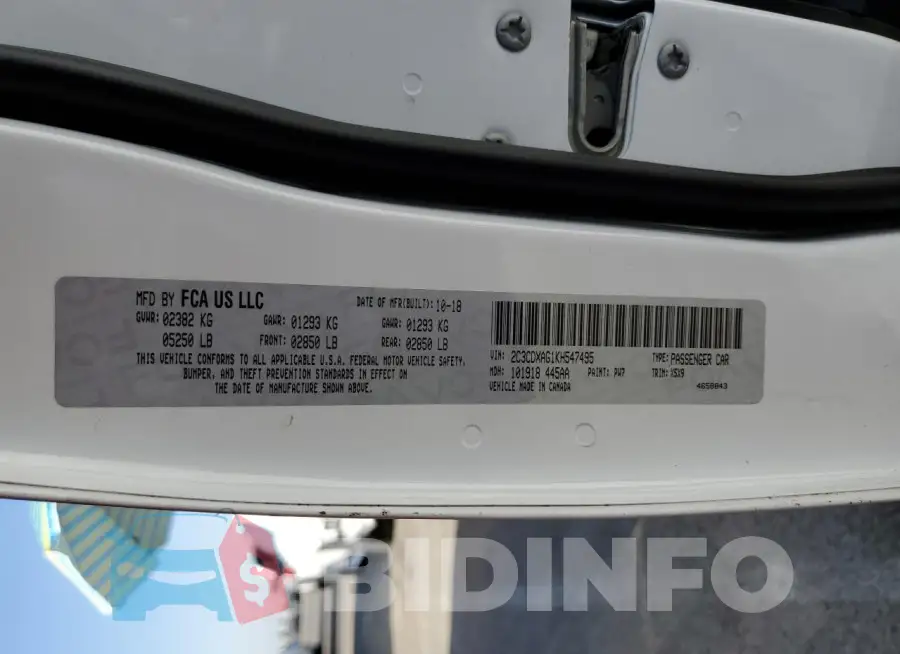 2C3CDXAG1KH547495 Photo# 12