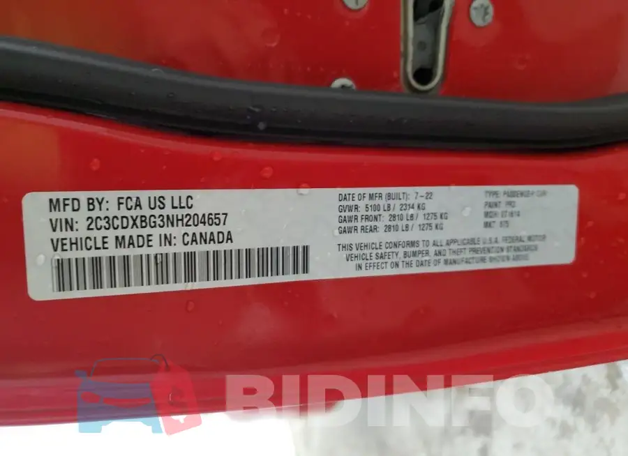 2C3CDXBG3NH204657 Photo# 12