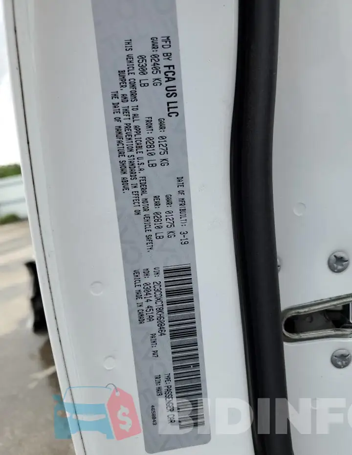 2C3CDXCT8KH608464 Photo# 12